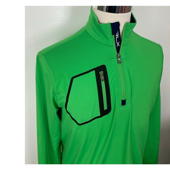Men RLX Ralph Lauren Ocean Forest Sea Island 1/4 zip golf performance pullover M - Picture 3 of 5